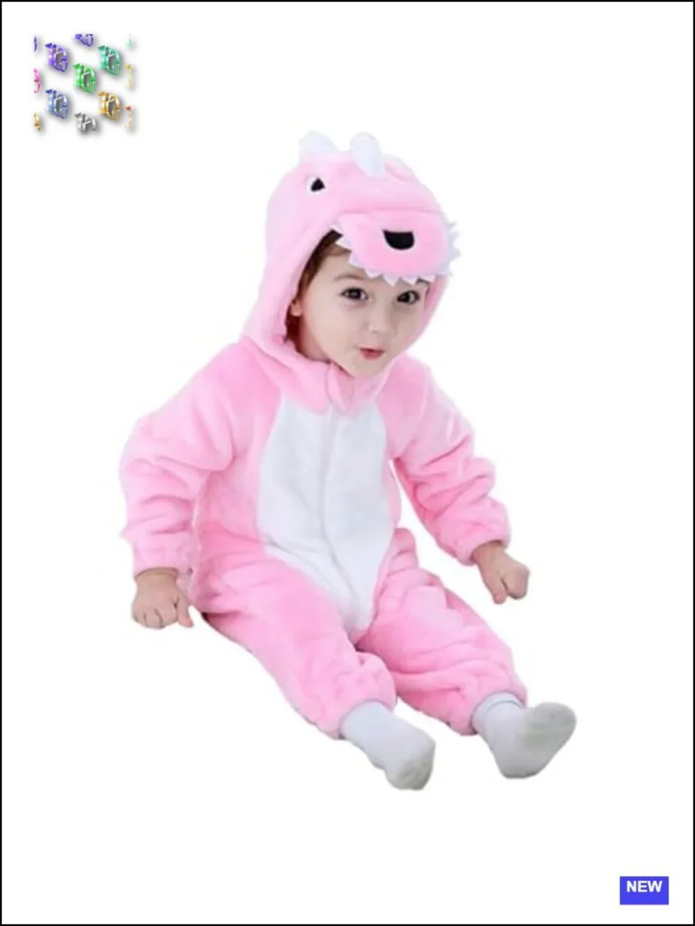 Toddler Dinosaur Costume Romper, Flannel Hooded Zipper Jumpsuit for Halloween